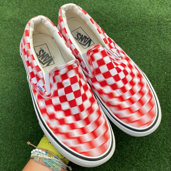 Vans Other - VANS Trippy Red Checkered Slip Ons